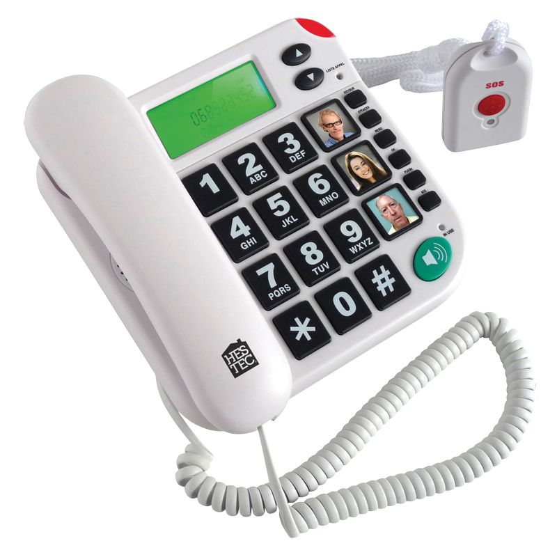 Téléphone grosses touches avec télécommande SOS - Confort Boutik