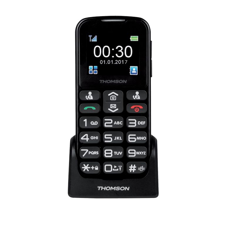 Téléphone portable pour séniors Primo by DORO 215 avec station de charge,  Touche SOS gris
